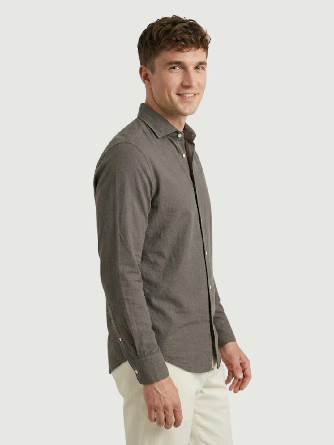 Camicia in mussola di cotone verde militare LEON 05 DEPERLU 