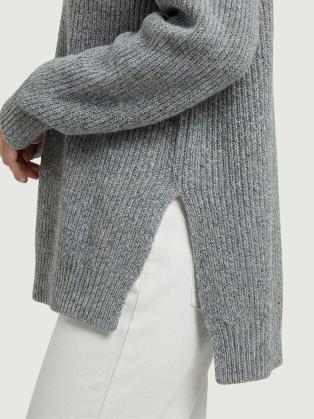 Maglia girocollo in lana e cashmere grigio 14264M ACCIAIO ANDREA MORANDO 