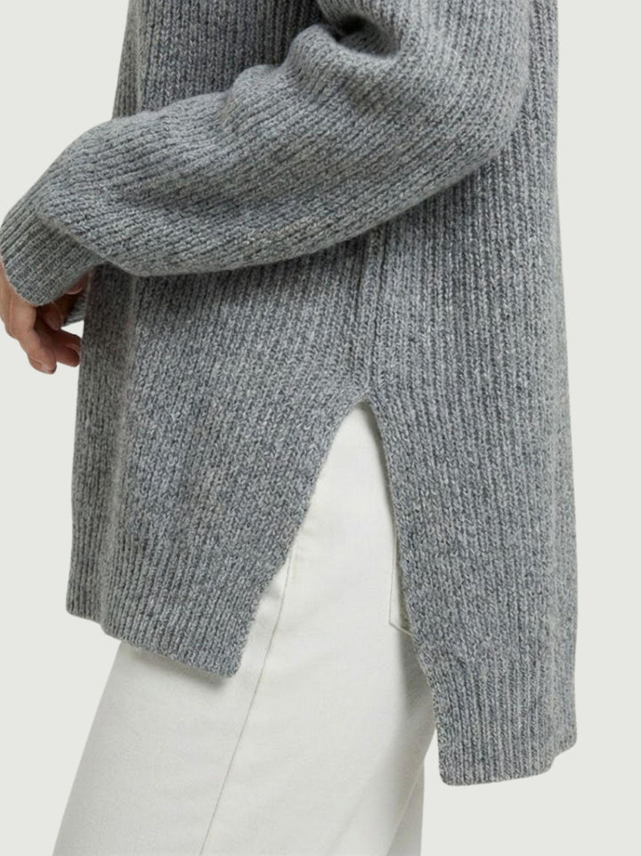 Maglia girocollo in lana e cashmere grigio 14264M ACCIAIO ANDREA MORANDO 