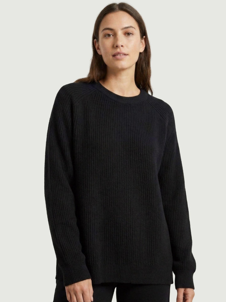 Maglia girocollo in lana e cashmere nera 14264M NERO ANDREA MORANDO 