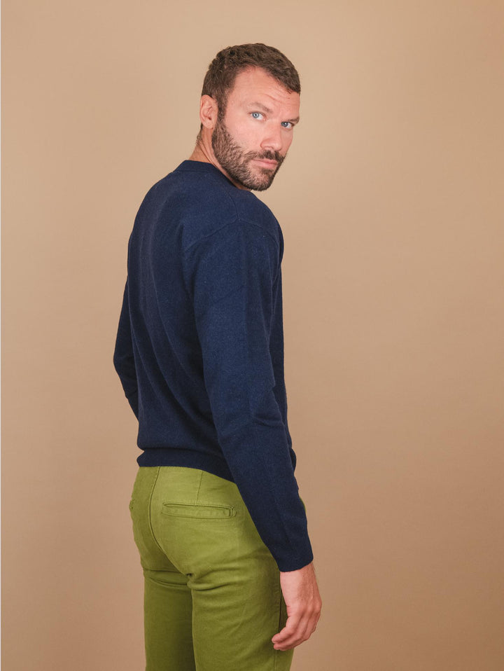 MAGLIA GIROCOLLO IN CASHMERE ECO-FRIENDLY BLU  "TRADER" TRADER NOTTE ABSOLUT CASHMERE 