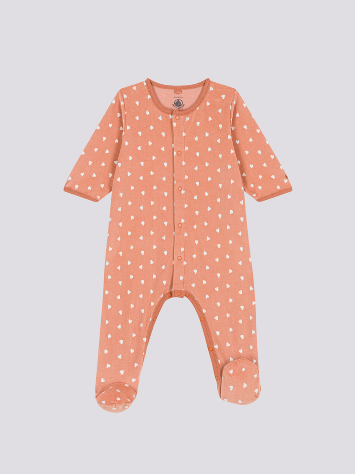 PIGIAMA BEBÈ IN CINIGLIA con piccoli cuori A087Y 01 PETIT BATEAU 