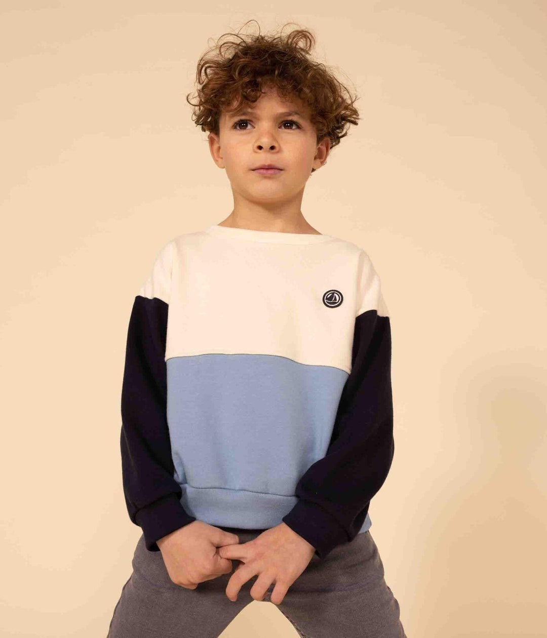 FELPA IN MOLLETON COLOR BLOCK BAMBINO A083K 01 PETIT BATEAU 