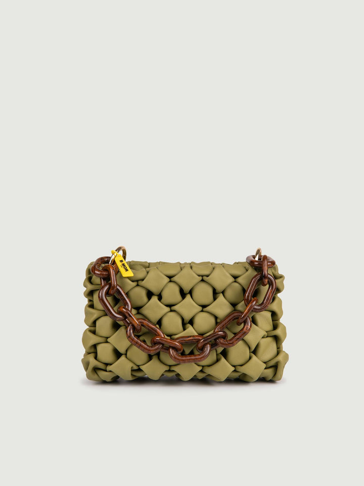 BORSA IN PELLE INTRECCIATA PISTACCHIO  "CURLY" CURLYNEW IRIDE BIMOR 