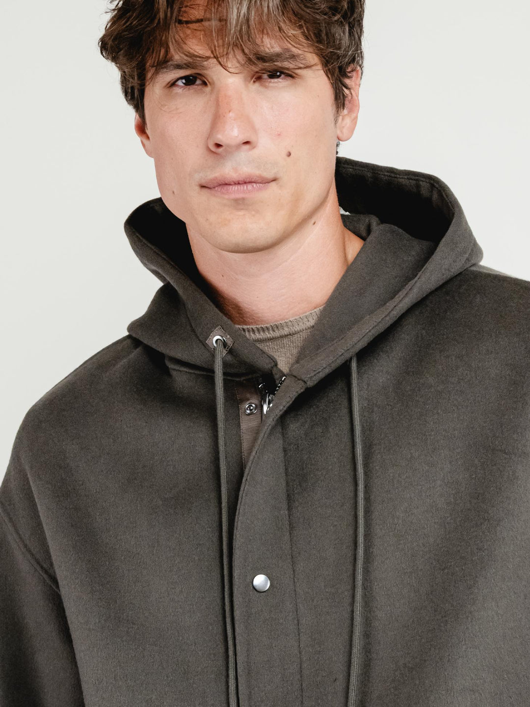 CAPPOTTO PARKA DENZEL IN LANA VERDE DENZEL GREEN ANDREA MORANDO 