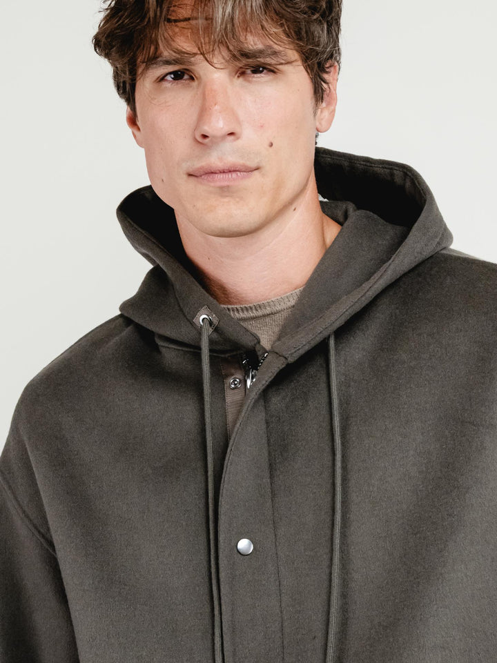 CAPPOTTO PARKA DENZEL IN LANA VERDE DENZEL GREEN ANDREA MORANDO 