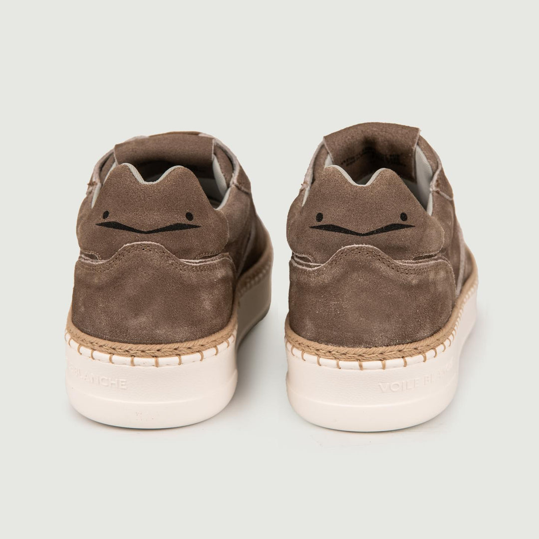 SNEAKER IN PELLE SCAMOSCIATA TAUPE CON INSERTO IN CORDA 2017684 03 VOILE BLANCHE 