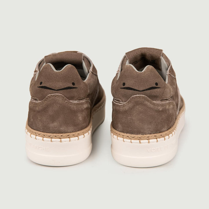 SNEAKER IN PELLE SCAMOSCIATA TAUPE CON INSERTO IN CORDA 2017684 03 VOILE BLANCHE 