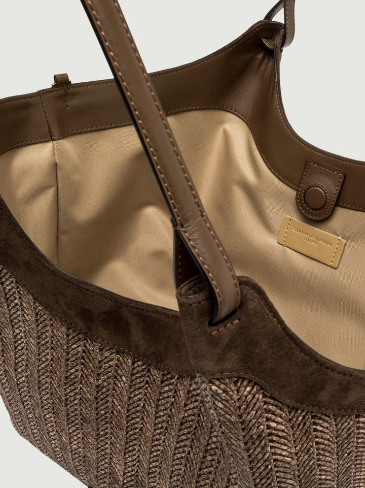 Borsa Dua in paglia intrecciata choco grande BS 12340/COMM PGLSPG 13840 GIANNI CHIARINI 