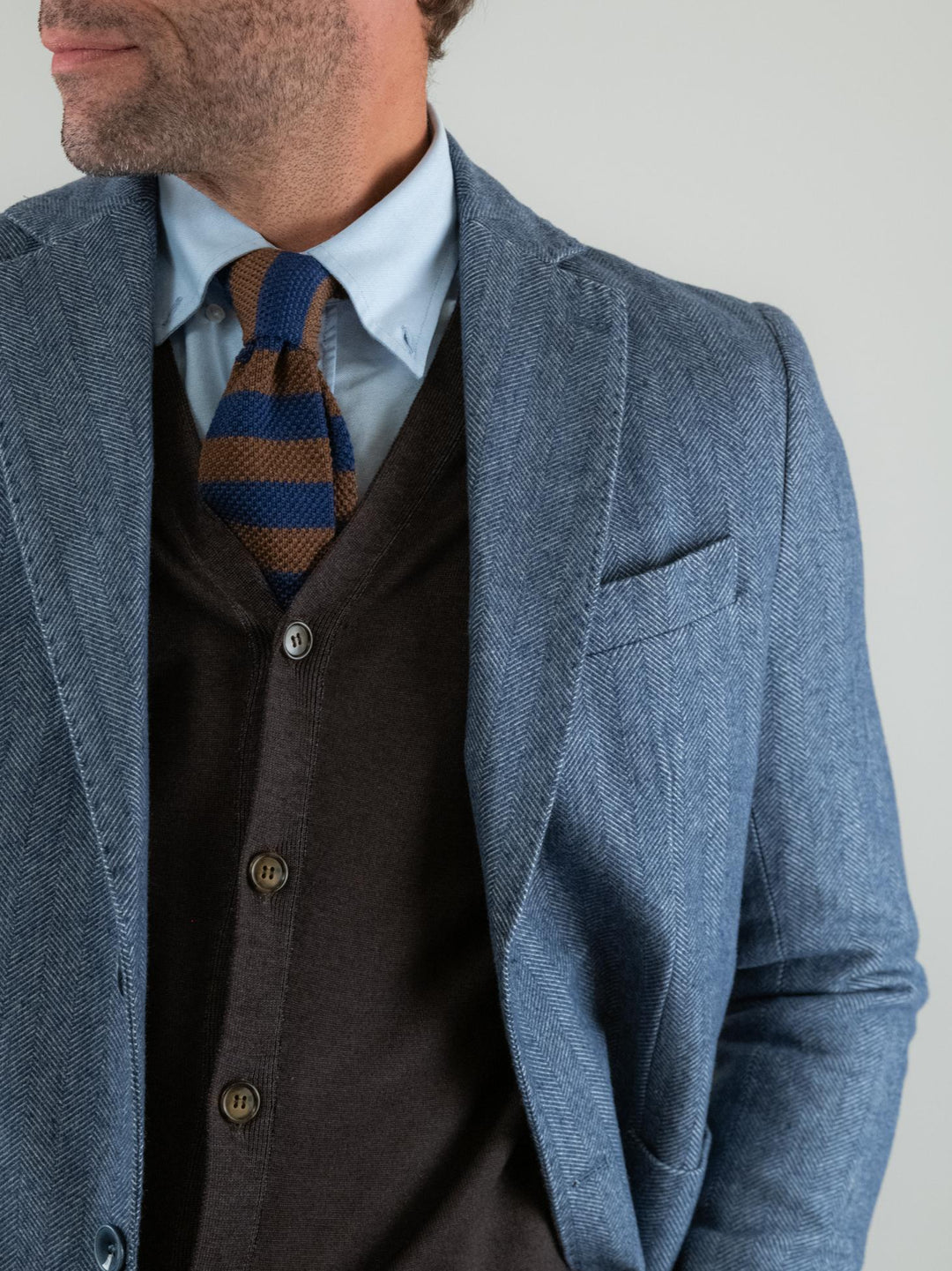 BLAZER IN TESSUTO SPIGATO BLU LM242 JEANS ANDREA MORANDO 