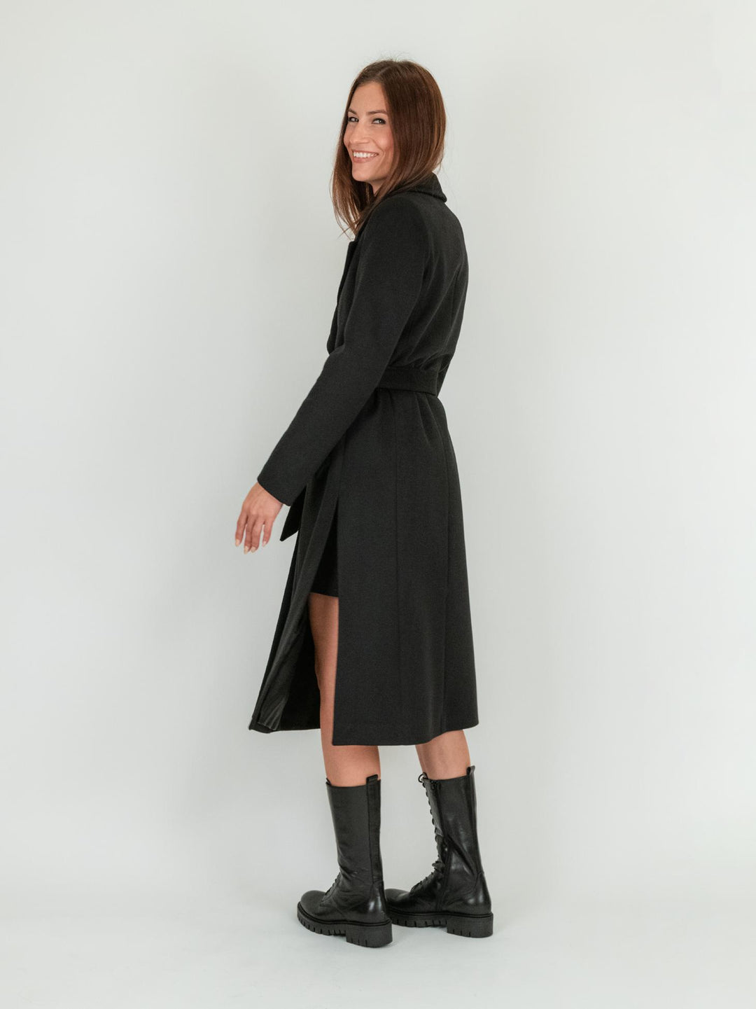 CAPPOTTO NERO DOPPIO SPACCO 9788CDH NERO ANDREA MORANDO 