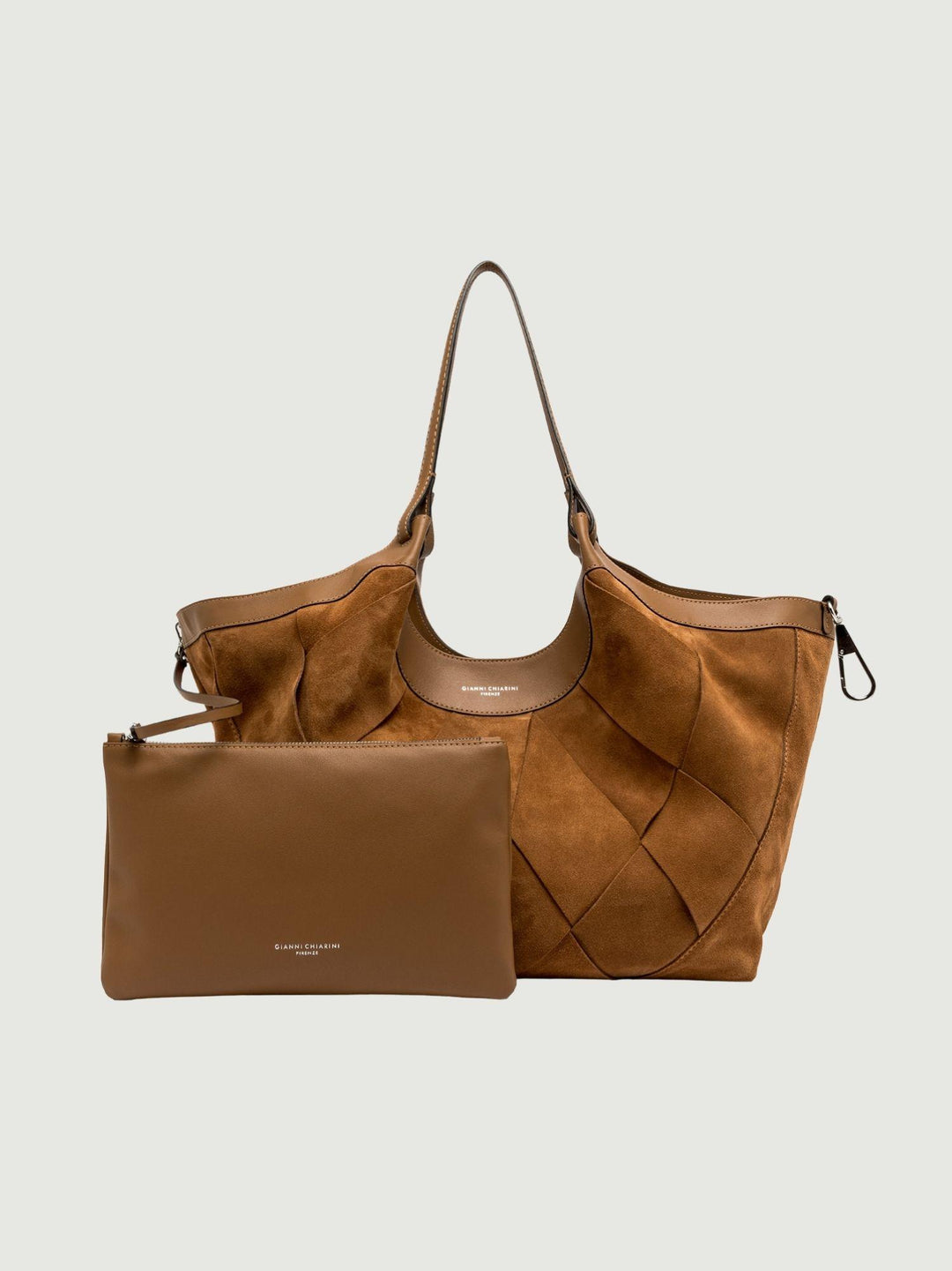 Borsa Dua in camoscio trama geometrica grande BS 12350 INT-CM 1478 GIANNI CHIARINI 