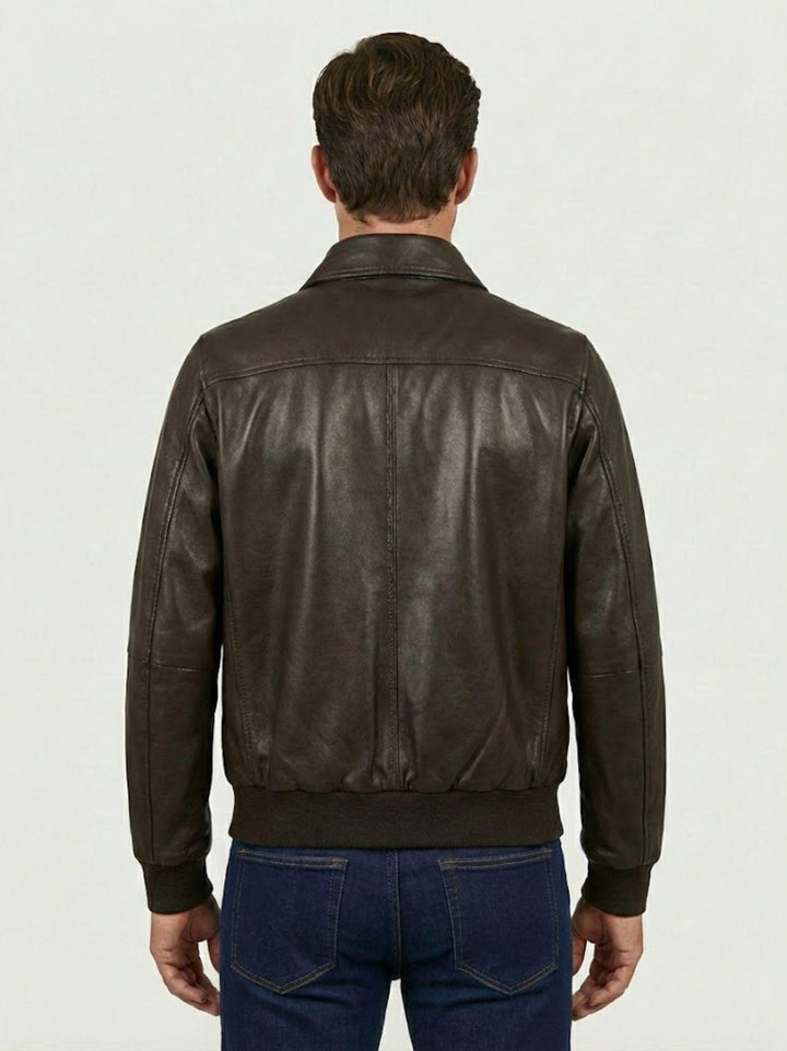 Bomber New Yorker in pelle marrone scuro NEW YORKER 06 JACK LEATHER 