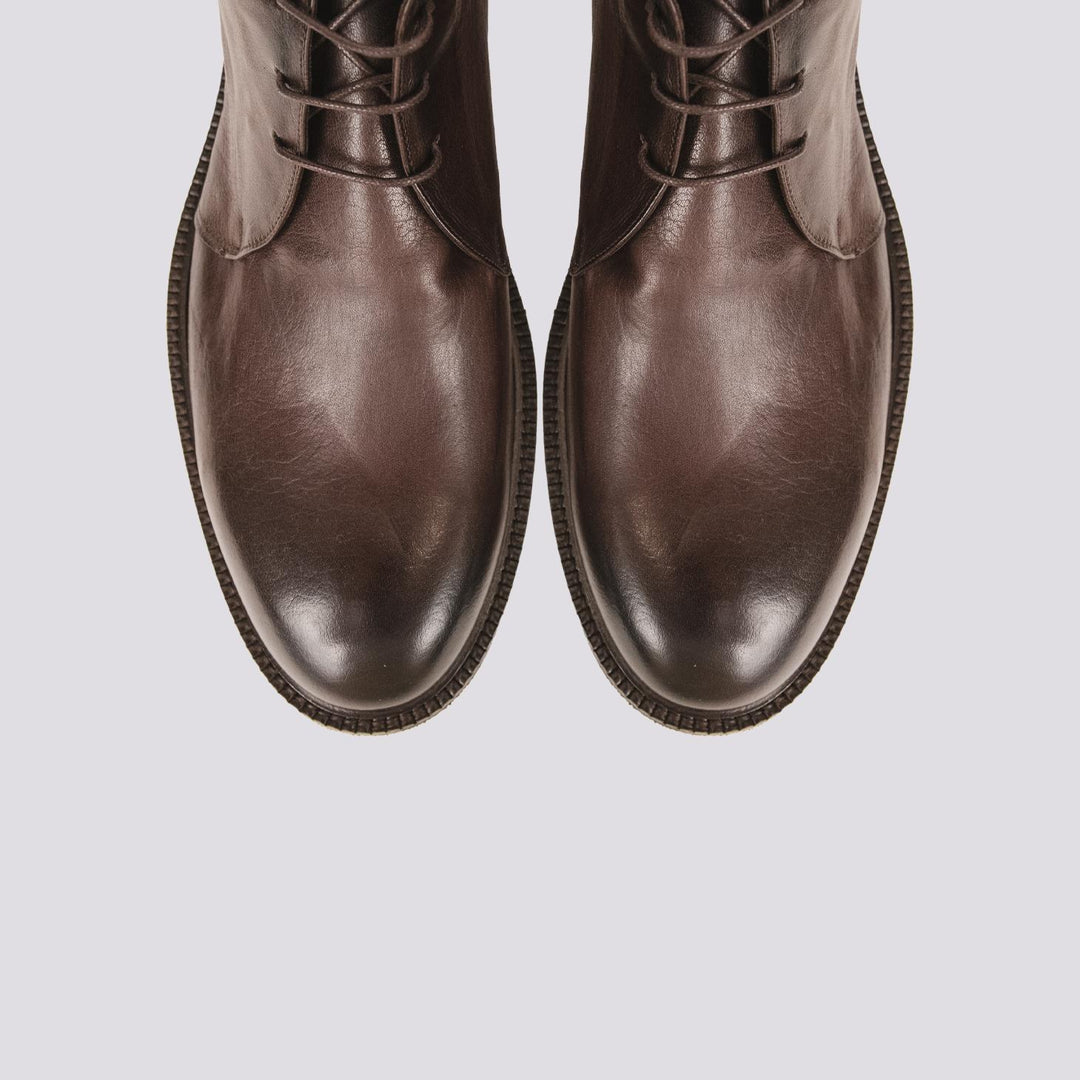 POLACCHINO DERBY IN PELLE SPALMATA MARRONE 845 T.MORO ANDREA MORANDO 