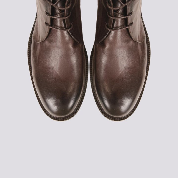 POLACCHINO DERBY IN PELLE SPALMATA MARRONE 845 T.MORO ANDREA MORANDO 