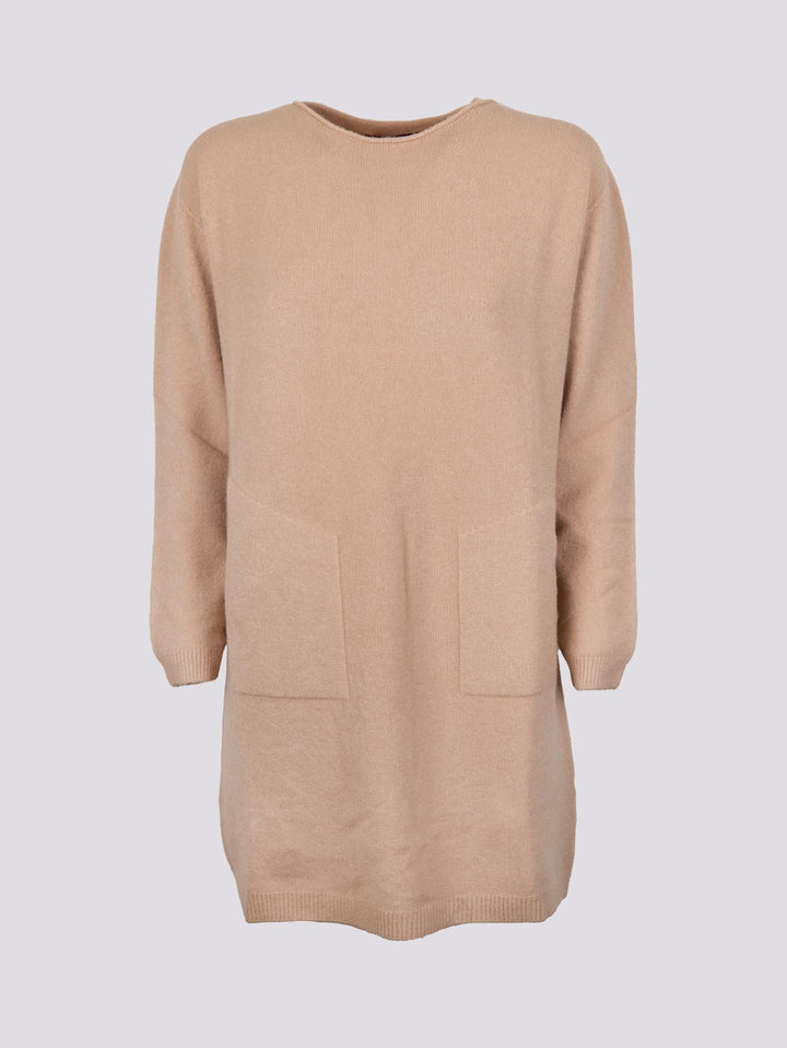 MAGLIA ABITO  CON TASCHE E SCOLLO A BARCHETTA BEIGE 0170/135 0234 BIMOR 
