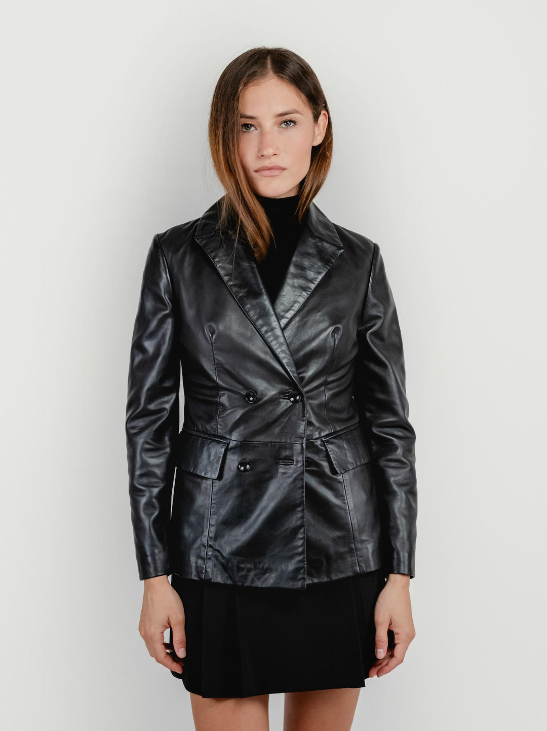 BLAZER DOPPIOPETTO LILLY IN PELLE NERO LILLY 20 JACK LEATHER 
