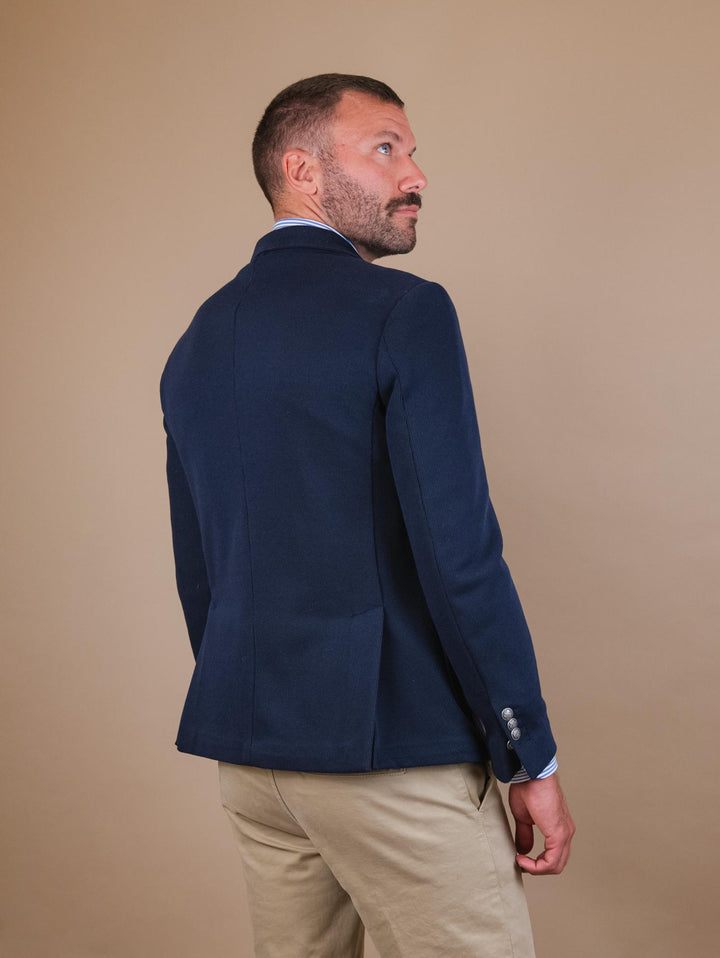 BLAZER DOPPIOPETTO IN MISTO COTONE BLI CR555 BLU ANDREA MORANDO 