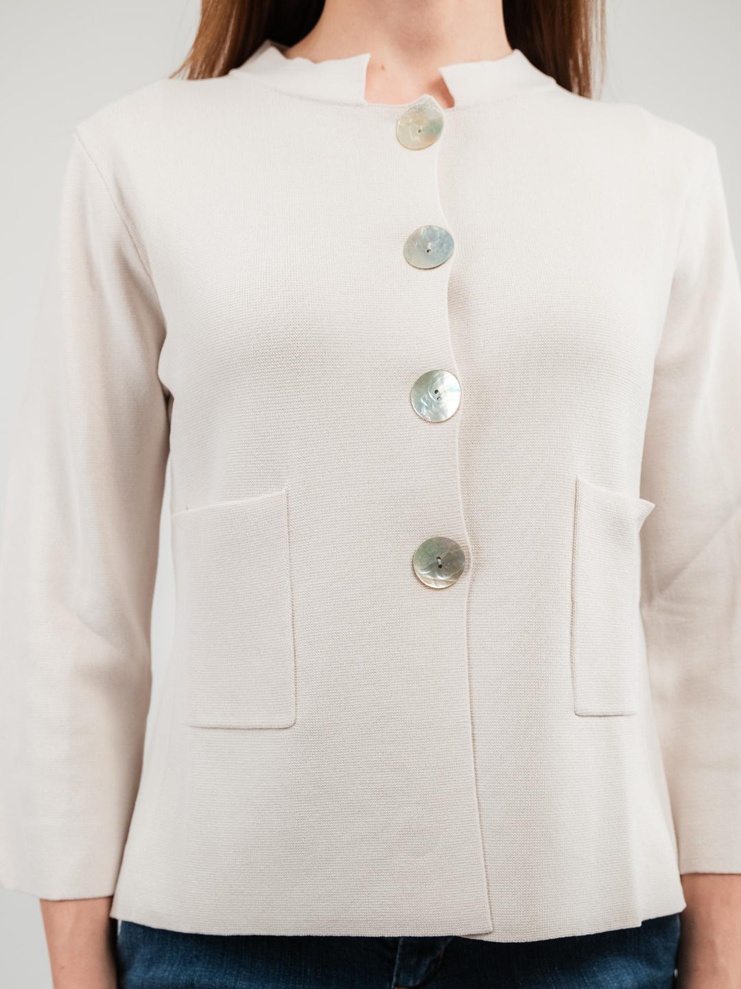 CARDIGAN COLOR PANNA CON MANICHE A 3/4