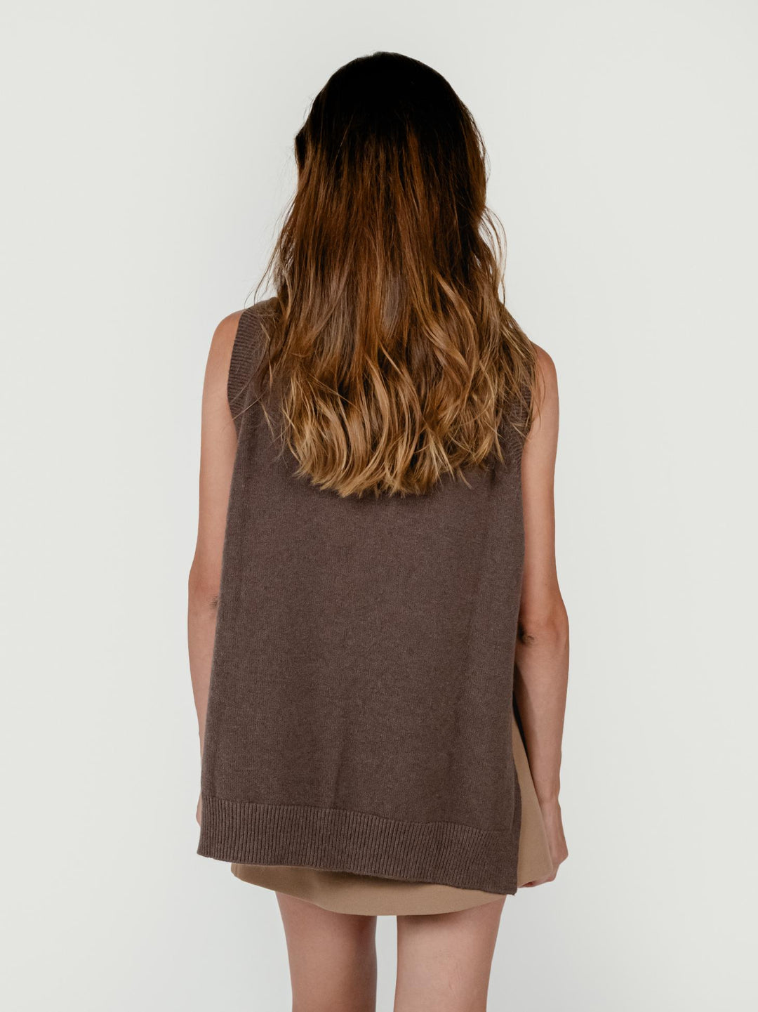 GILET LUNGO IN MAGLIA TABACCO 0570190 0930 BIMOR 