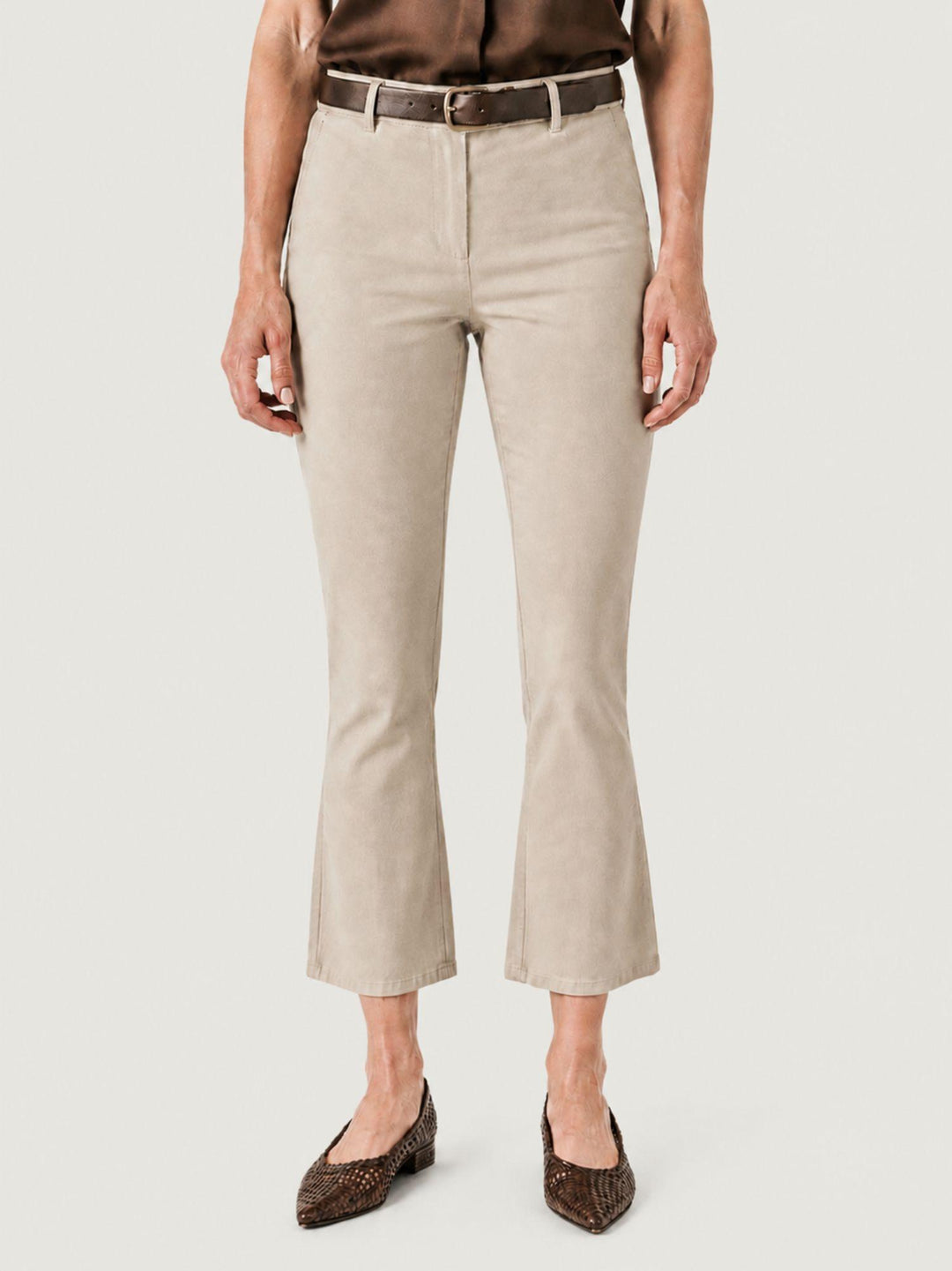 Pantalone a trombetta in cotone beige 824MA BEIGE ANDREA MORANDO 