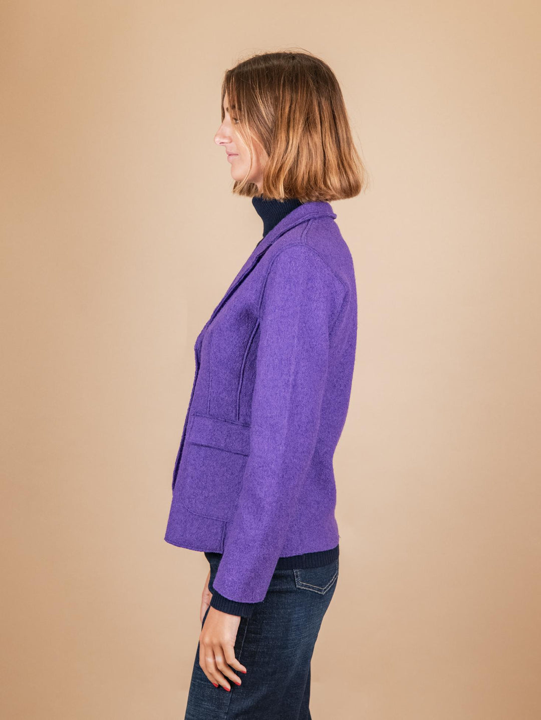 GIACCA SFODERATA IN LANA COTTA VIOLA 2371574 076 ANDREA MORANDO 