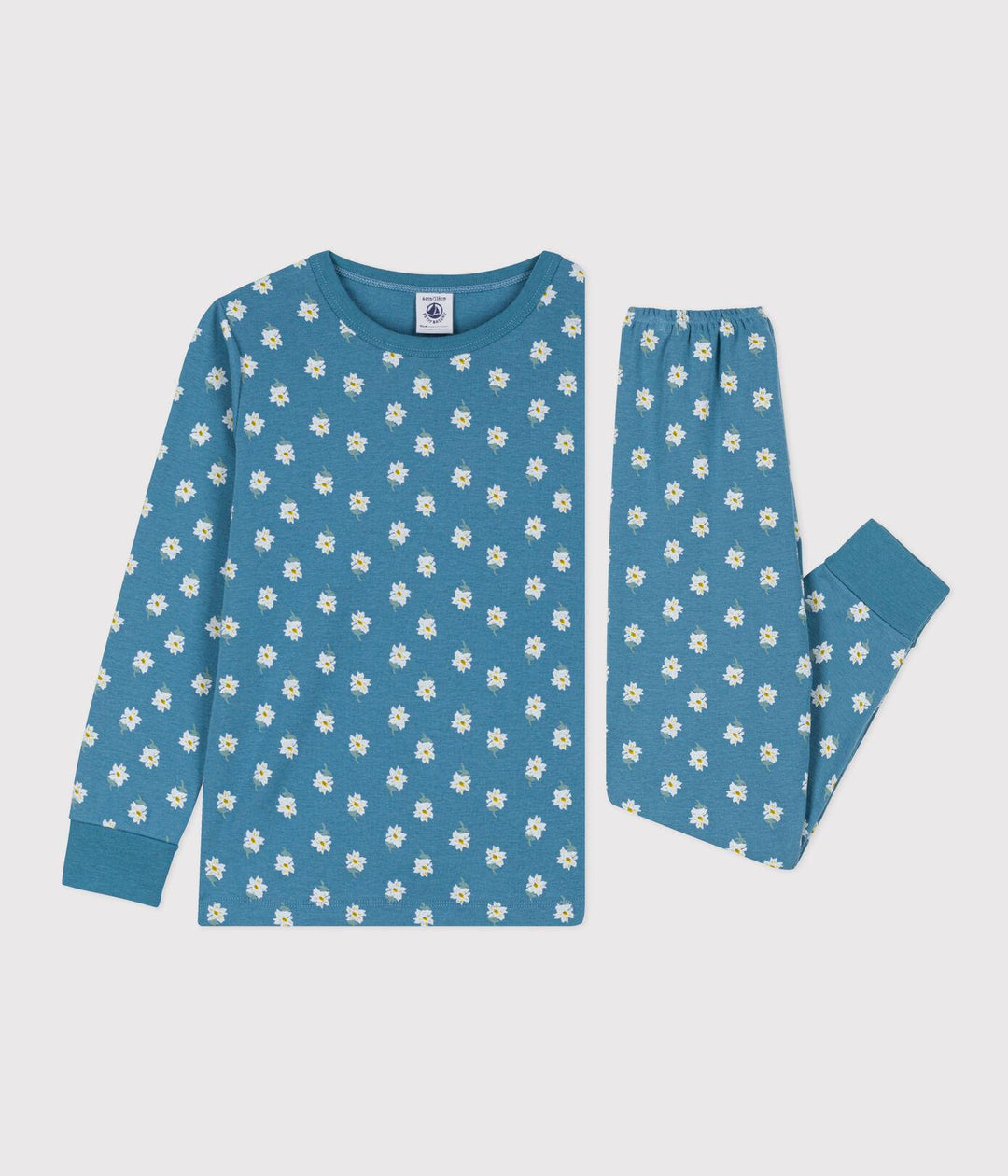 PIGIAMA FIORE BAMBINA A FIORI IN COTONE A0859 01 PETIT BATEAU 