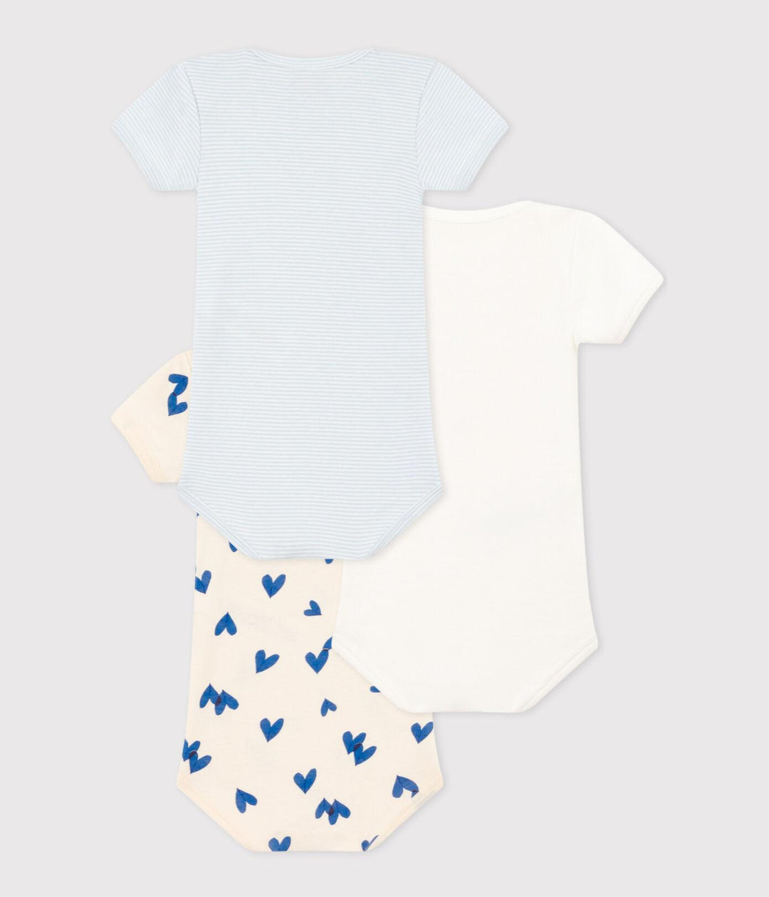 CONFEZIONE DA 3 BODY IN COTONE CON CUORI BLU A08K1 00 PETIT BATEAU 