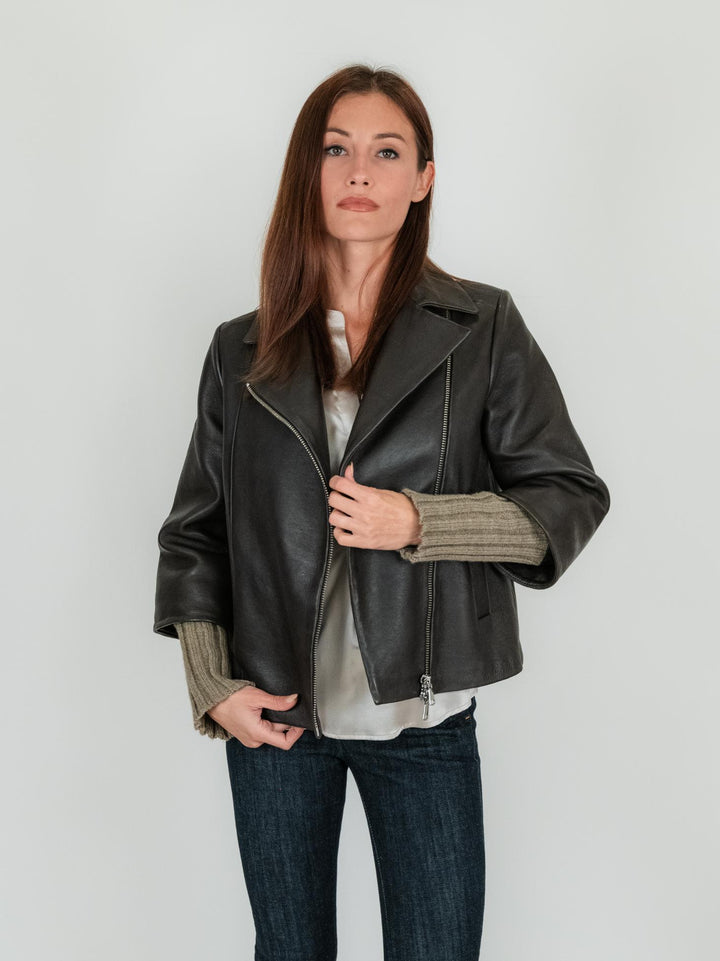 GIACCA IN PELLE GEMINI CON MANICHE IN MAGLIA GEMINI 06 JACK LEATHER 