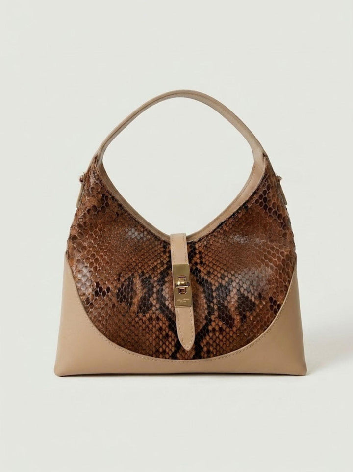Borsa a spalla Elly in pelle di pitone marrone ELLY-PITONE MARRONE BIMOR 
