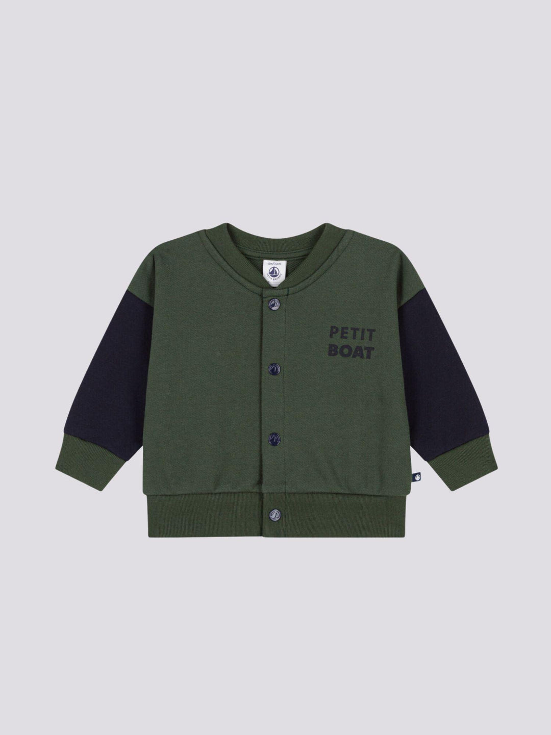 CAPPOTTO LETTER JACKET IN TESSUTO FELPATO VERDE E BLU PER BEBÈ A08H0 03 PETIT BATEAU 