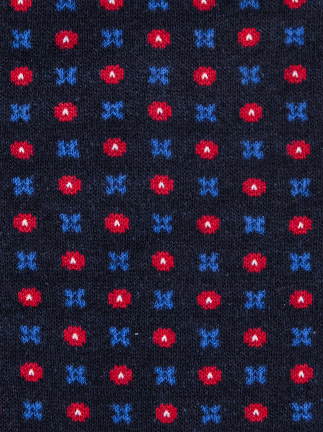 CALZA COTONE CASHMERE MOTIVO CRAVATTA BLU 64224G BLU RED 