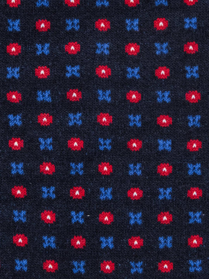 CALZA COTONE CASHMERE MOTIVO CRAVATTA BLU 64224G BLU RED 