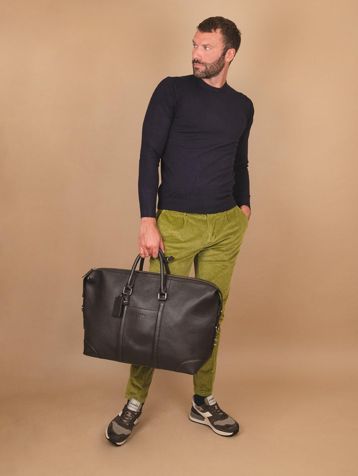 BORSONE DA VIAGGIO IN PELLE MARTELLATA MARRONE ATLA 06 JACK LEATHER 