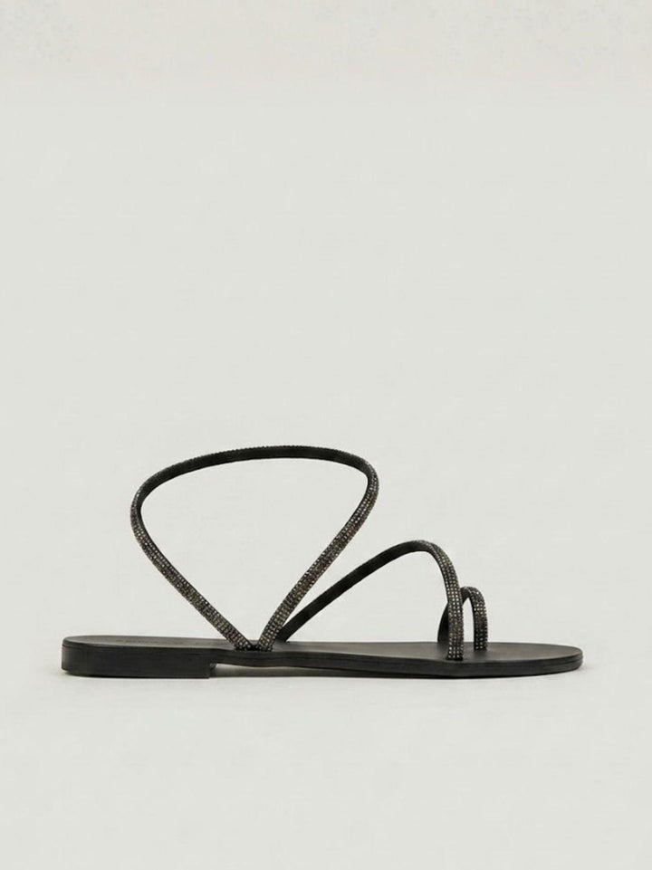 Sandalo gioiello nero con strass 63TC BLACK ANDREA MORANDO 