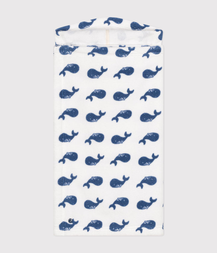 Mantellina da bagno in spugna con balena stampata neonato A0B0G 85 PETIT BATEAU 