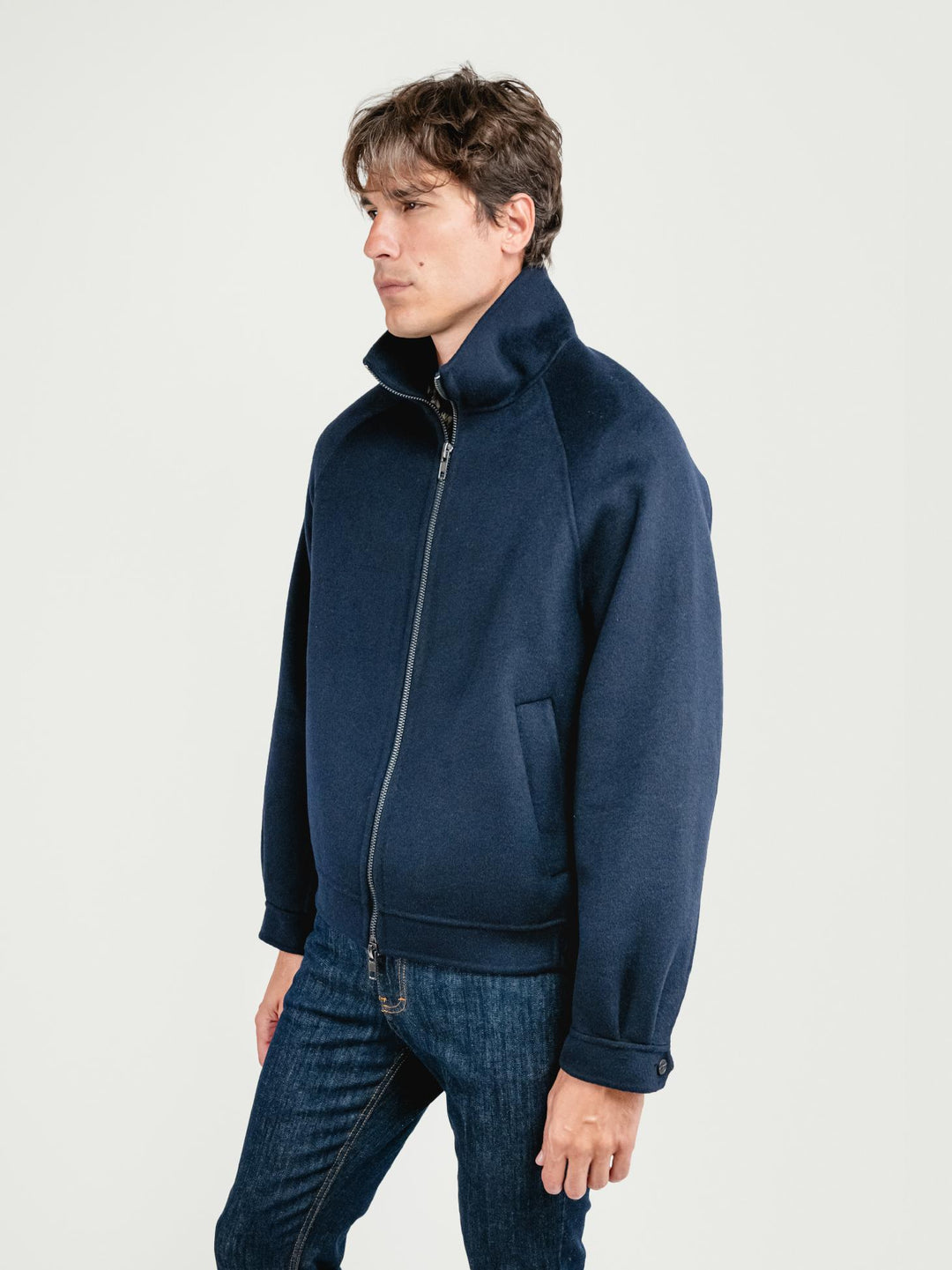 GIACCA LEONARDO IN LANA BLU LEONARDO BLUE NAVY ANDREA MORANDO 