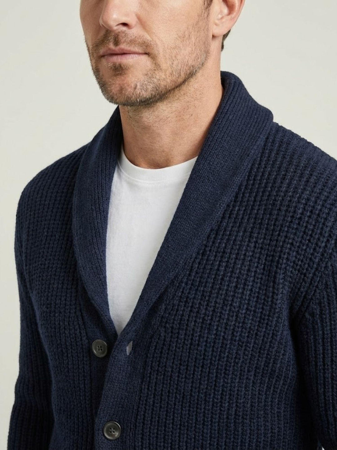 Cardigan collo sciallato blu 4366225 278 ANDREA MORANDO 
