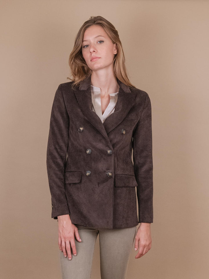 BLAZER DOPPIOPETTO IN VELLUTO A COSTINE CAFFè 3570/4038 CAFFE ANDREA MORANDO 