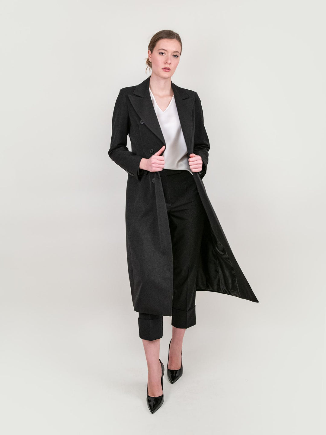 CAPPOTTO LUNGO DOPPIOPETTO NERO 9802GAB NERO ANDREA MORANDO 