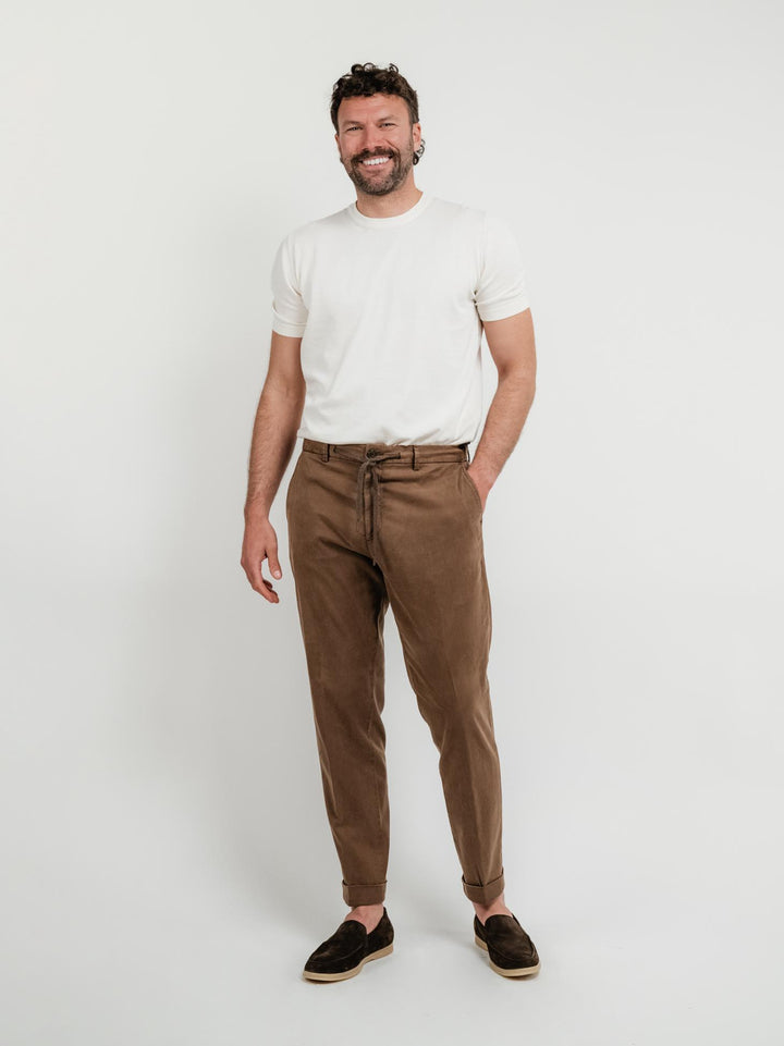 Pantalone in cotone con coulisse bruciato