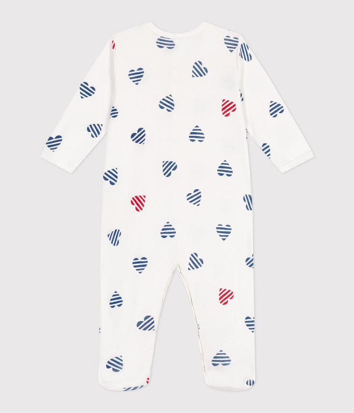 Pigiama in cotone a righe con cuori neonato