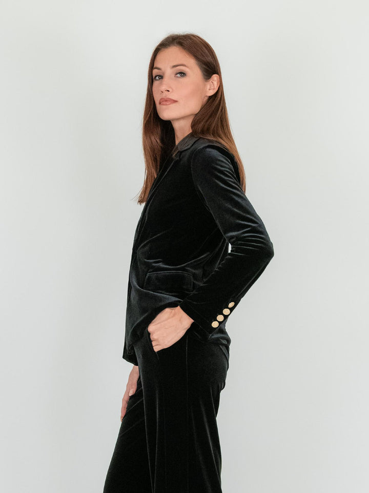 BLAZER NERO IN VELLUTO LISCIO 245C1000 029 ANDREA MORANDO 
