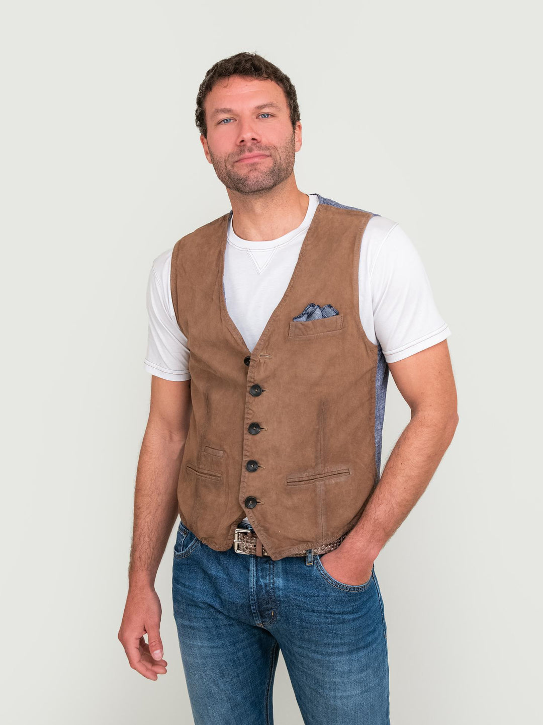 GILET IN PELLE COLOR SABBIA LORRY 87 JACK LEATHER 