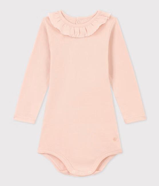 Body rosa  in cotone a manica lunga con collaretto A0BQB 01 PETIT BATEAU 