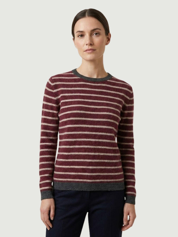MAGLIA VINO A RIGHE BEIGE 10848 VINO ANDREA MORANDO 