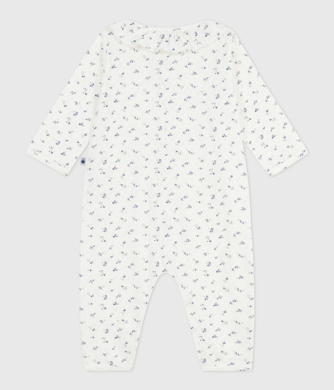 Pigiama senza piedini in cotone traforato con colletto con stampa a fiori neonato A0DVP 07 PETIT BATEAU 