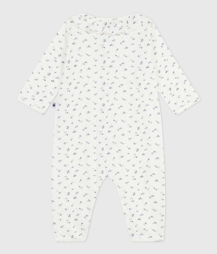 Pigiama senza piedini in cotone traforato con colletto con stampa a fiori neonato A0DVP 07 PETIT BATEAU 