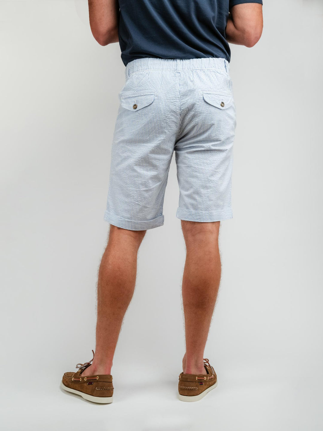 BERMUDA IN COTONE A RIGHE AZZURRE E BIANCHE CON COULISSE BU25S47BEPASEERS 204 ANDREA MORANDO 