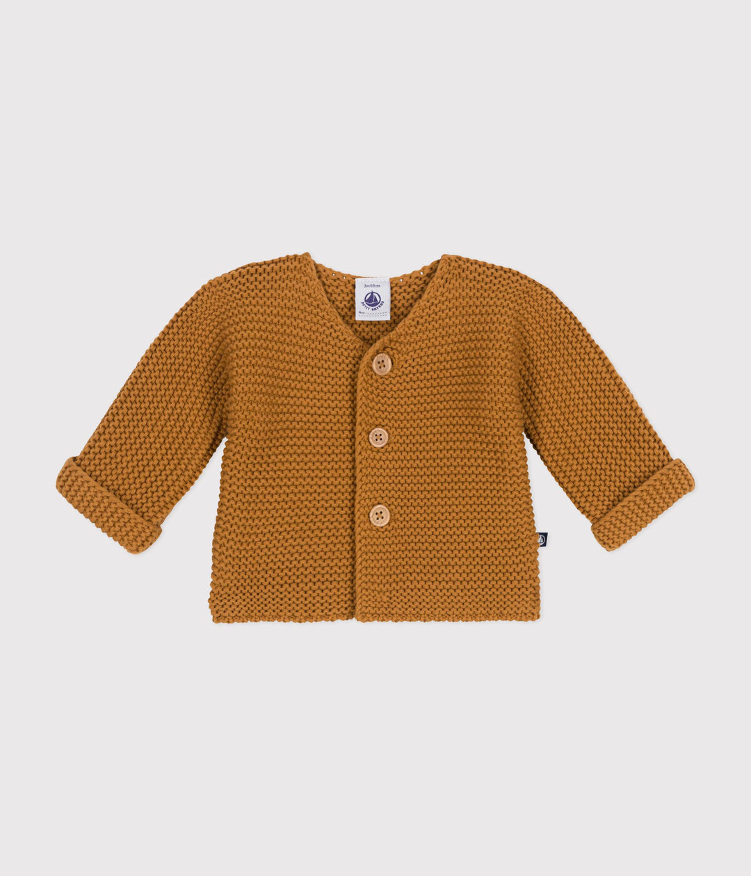Cardigan in tricot a punto legaccio senape A0AZH 02 PETIT BATEAU 